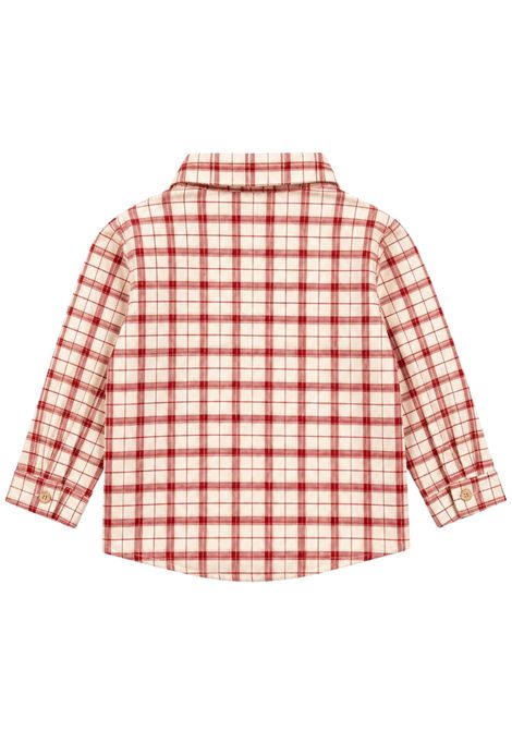 Camicia neonato beige/rosso in cotone PAZ RODRIGUEZ | 006153018/ANBEIGE/ROSSO